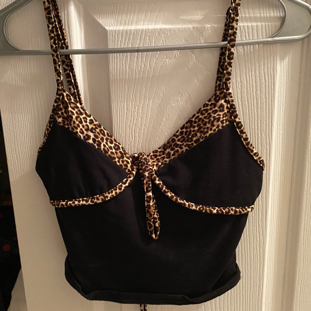 Urban Outfitters style Black Cheetah print crop top